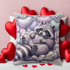 Herzkrümel Raccoon Valentines Kissen