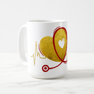 Herzkurve mit medizinischem Stethoskop 1 Kaffeetasse