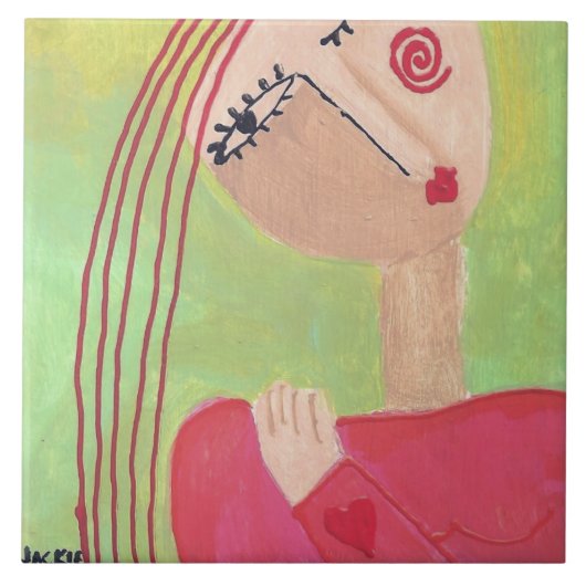 Herzlich auf ihrem Schläfchen Abstrakte Kunst Fliese (Vorderseite)