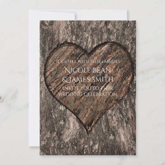 Herzlich begehter Tree Trunk Rustikale Hochzeitsei Einladung (Vorderseite)