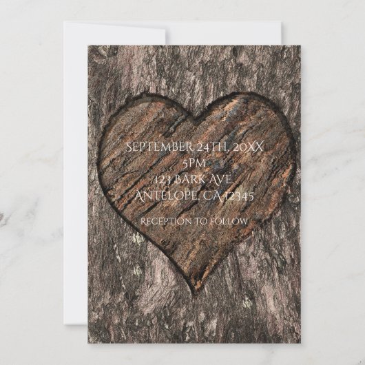 Herzlich begehter Tree Trunk Rustikale Hochzeitsei Einladung (Rückseite)