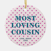 Herzlich Gemusterter Personalisiert liebster Cousi Keramik Ornament (Vorne)