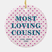 Herzlich Gemusterter Personalisiert liebster Cousi Keramik Ornament (Hinten)