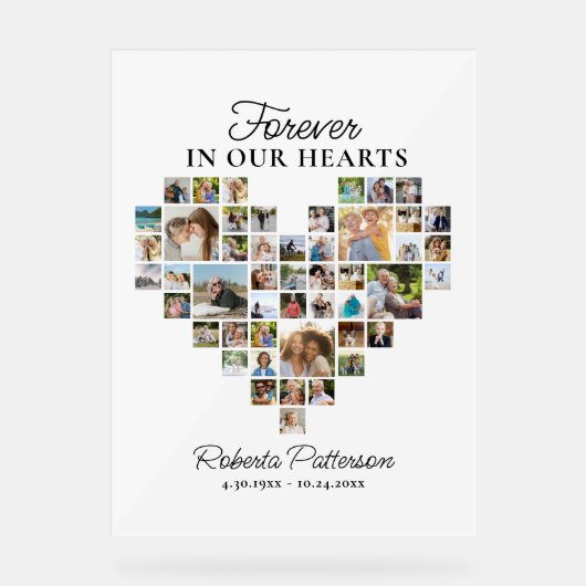 Herzlich gestapelte 48 Foto Collage Begrüßung Acrylschild (Vorderseite)