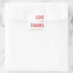 Herzlich rote Liebe Dank Quadratischer Aufkleber