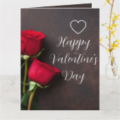 Herzlich Rote Rose Braun Glossie Schönes Valentine Karte (Gelbe Blume)