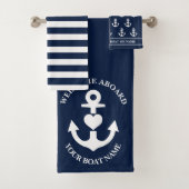 Herzlich willkommen an Bord der Herzenanker Weiße  Badhandtuch Set (Insitu)