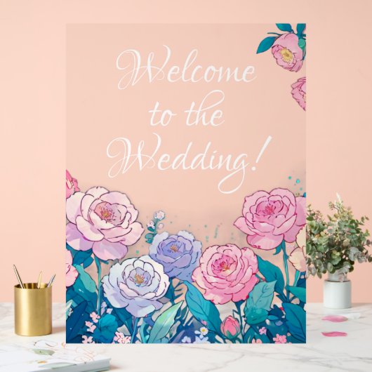 Herzlich willkommen auf dem Acrylzeichen der Hochz Acrylschild (Hochzeit)