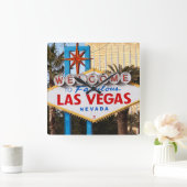 Herzlich willkommen auf dem Las Vegas Acrylic Wall Quadratische Wanduhr (Zuhause)