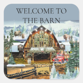 Herzlich willkommen auf der Barnsticker Winter/Wei Quadratischer Aufkleber