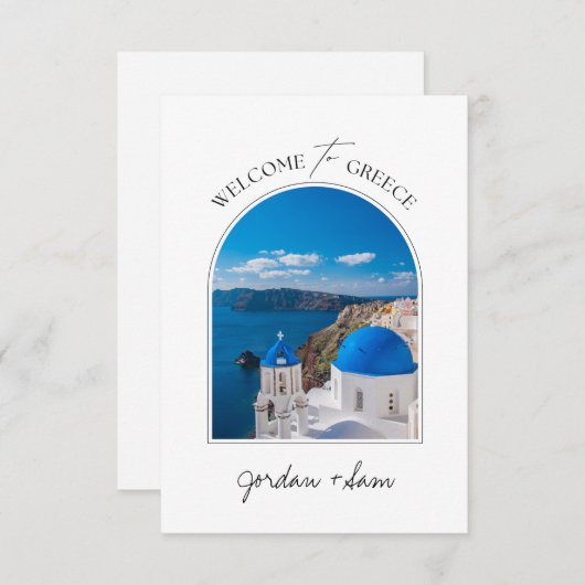 Herzlich willkommen auf der griechischen Santorini Dankeskarte (Vorne/Hinten)