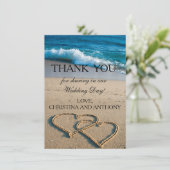 Herzlich willkommen auf der Hochzeit am Strand Dankeskarte (Stehend Vorderseite)