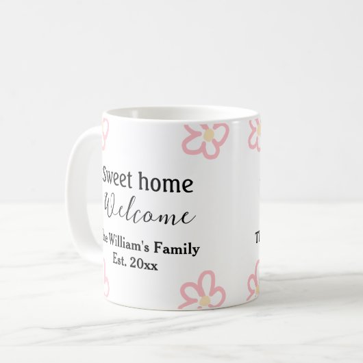 Herzlich willkommen auf der Zuhause! Text Kaffeetasse (Vorderseite Links)