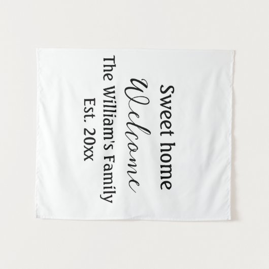 Herzlich willkommen auf der Zuhause! Text Wandteppich (Vorderseite (Horizontal))