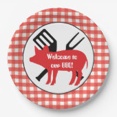 Herzlich willkommen auf unserer GRILLEN Party Papi Pappteller (Vorderseite)