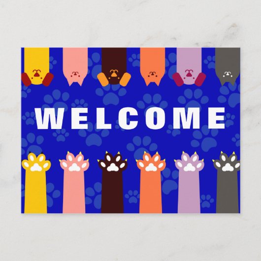 Herzlich willkommen auf unserer Postkarte für Hund (Vorderseite)