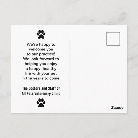 Herzlich Willkommen auf unserer Postkarte für Hund (Rückseite)