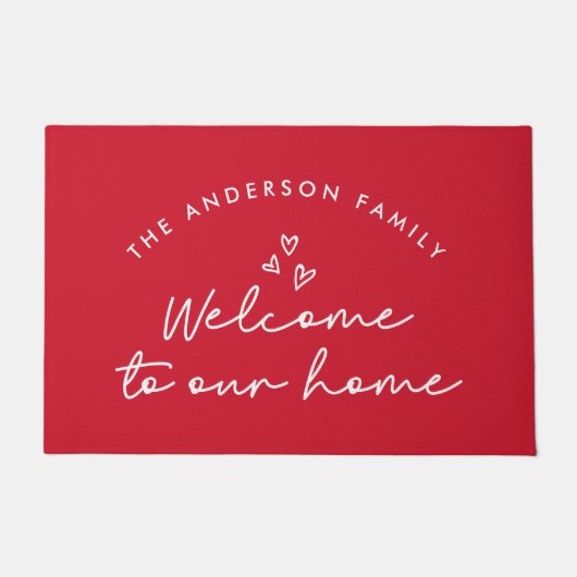 Herzlich willkommen auf unserer Zuhause. Fußmatte (Vorderseite)