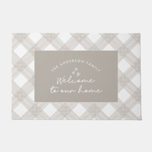 Herzlich willkommen auf unserer Zuhause in moderne Fußmatte (Vorderseite)