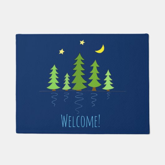 Herzlich willkommen auf unserer Zuhause mit Bäumen Fußmatte (Vorderseite)