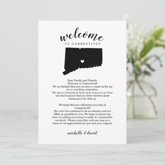 Herzlich willkommen bei Conneticut Wedding Letter  (Stehend Vorderseite)