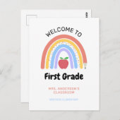 Herzlich willkommen bei der 1. Klasse Pastel Farbi Postkarte (Vorne/Hinten)