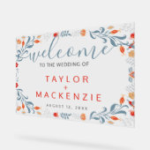 Herzlich willkommen bei der Hochzeit personalisier Acrylschild (Winkel)