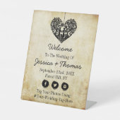 Herzlich willkommen bei der Hochzeit von Tree Vint Sockelschild (Vorderseite)