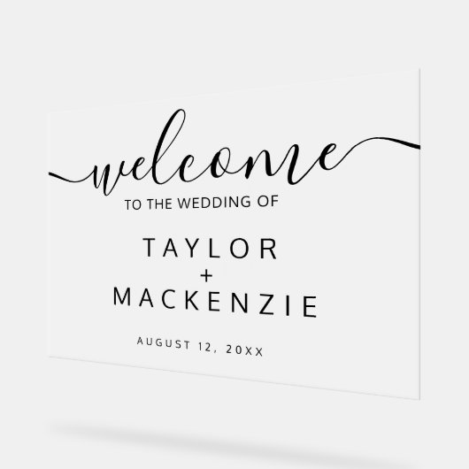 Herzlich willkommen bei der Hochzeitsfeier persona Acrylschild (Winkel)