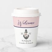 Herzlich willkommen bei der Nautic Wedding Floral  Pappbecher (Rückseite)