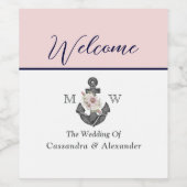 Herzlich willkommen bei der Nautic Wedding Floral Weinetikett (Einzelnes Label)