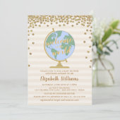 Herzlich willkommen bei der World Globe Baby Showe Einladung (Stehend Vorderseite)