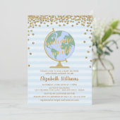 Herzlich willkommen bei der World Globe Baby Showe Einladung (Stehend Vorderseite)