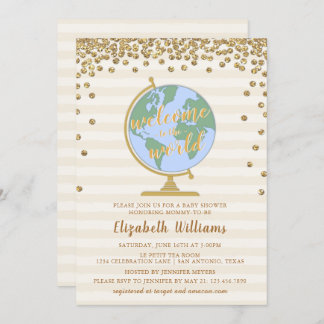 Herzlich willkommen bei der World Globe Baby Showe Einladung