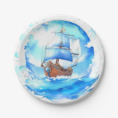 Herzlich willkommen bei einem Seemann: Babydusche  Pappteller (Vorderseite)