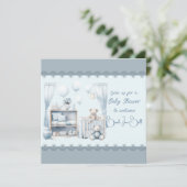 Herzlich willkommen bei einer Baby Boy Dusche Einladung (Stehend Vorderseite)