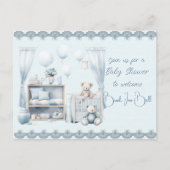 Herzlich willkommen bei einer Baby Boy Dusche Einladungspostkarte (Vorderseite)