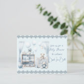 Herzlich willkommen bei einer Baby Boy Dusche Einladungspostkarte (Stehend Vorderseite)