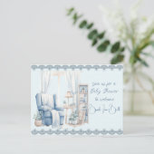 Herzlich willkommen bei einer Baby Boy Dusche Einladungspostkarte (Stehend Vorderseite)