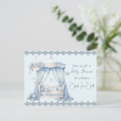 Herzlich willkommen bei einer Baby Boy Dusche Einladungspostkarte (Stehend Vorderseite)