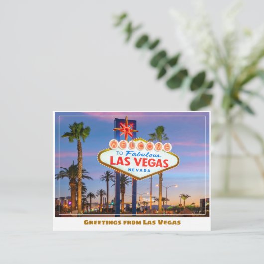 Herzlich willkommen bei Fabulous Las Vegas Sign in Postkarte (Stehend Vorderseite)
