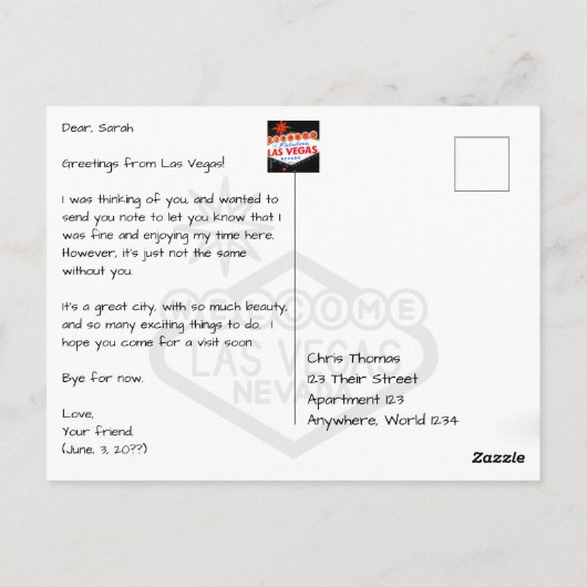 Herzlich willkommen bei Fabulous Las Vegas Sign in Postkarte (Rückseite)