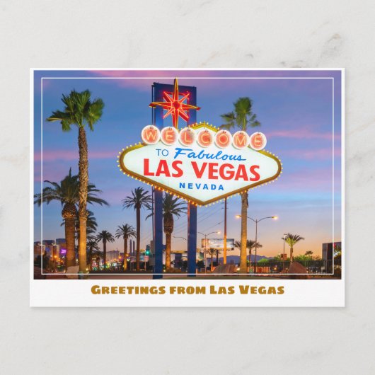 Herzlich willkommen bei Fabulous Las Vegas Sign in Postkarte (Vorderseite)