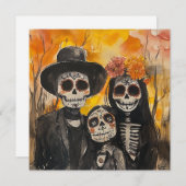 Herzlich willkommen bei Familie Dia de los Muertos Einladung (Vorne/Hinten)