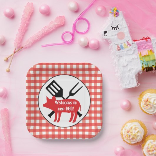 Herzlich willkommen bei GRILLEN Pig Party Papierse Pappteller (Party)