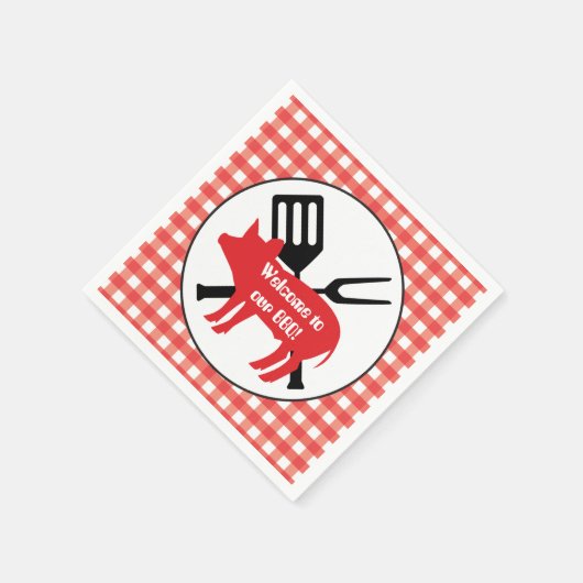Herzlich willkommen bei GRILLEN Pig Party Papierse Serviette (Ecke)