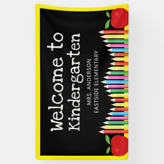 Herzlich willkommen bei Kindergarten Apfelstifte Banner (Vertikal)