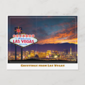 Herzlich willkommen bei Las Vegas Sign at Sunset i Postkarte (Vorderseite)