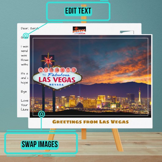 Herzlich willkommen bei Las Vegas Sign at Sunset i Postkarte