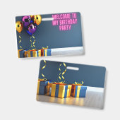 Herzlich willkommen bei meiner Geburtstagsparty -  Ausweis (Vorder- & Rückseite)